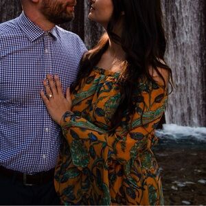 Paisley Butterly Sleeve Off the Shoulder Mini Dress Size L